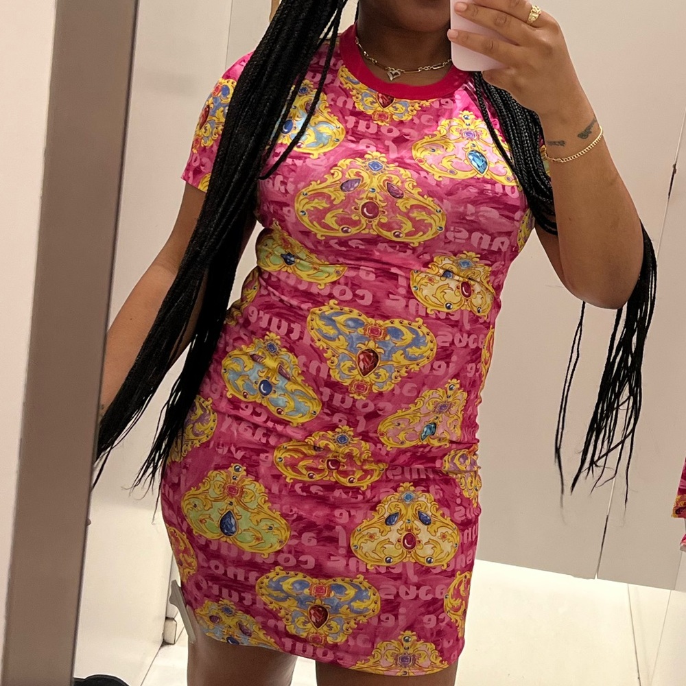 Vibrant Pink Versace Jeans Cotture Body Con Dress